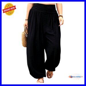 Plus Size Harem Pants Boho Lounge Loose Fit Barrel Leg Palazzo Trousers